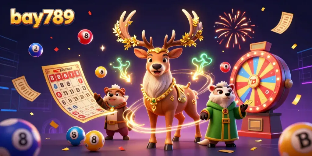 Engage in bay789's vibrant lottery scene featuring dynamic game elements and festive characters
