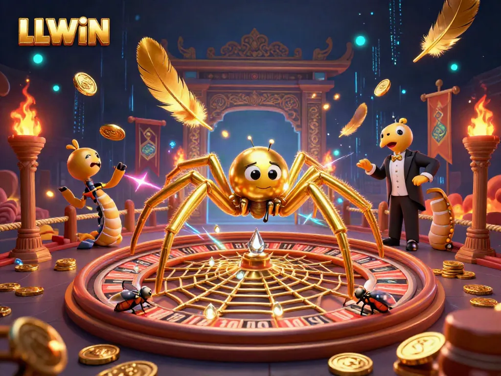 Betting at LLWIN with a cartoon spider and centipede croupier bringing the casino experience to life