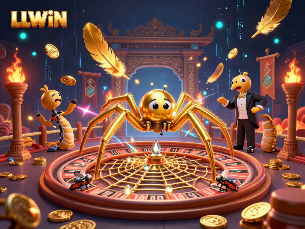 Betting at LLWIN with a cartoon spider and centipede croupier bringing the casino experience to life