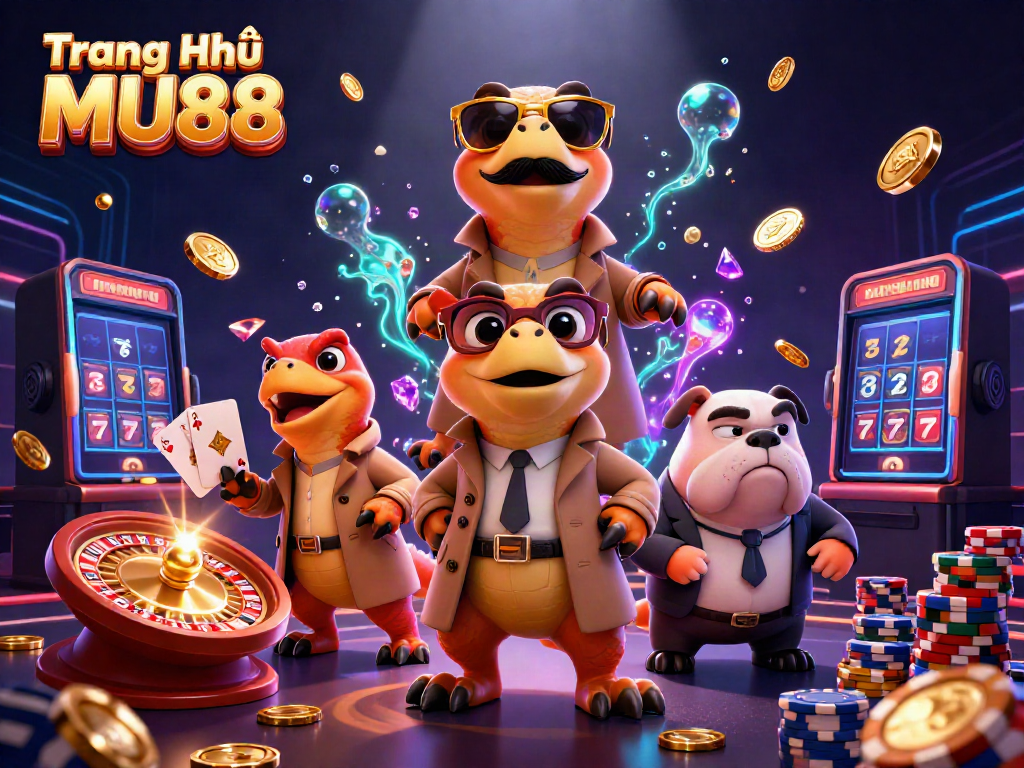 Experience exciting gameplay at Trang Chủ MU88 with raptors in disguise entering a VIP casino lounge