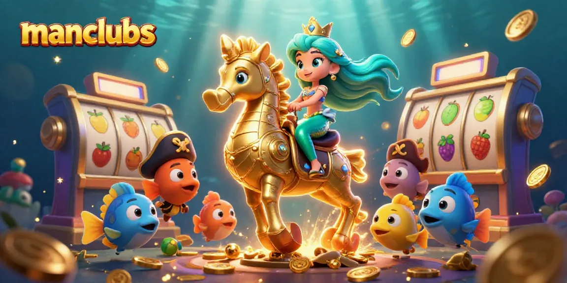 Engage in thrilling gameplay at manclubs with a vibrant underwater casino scene featuring a mermaid princess.