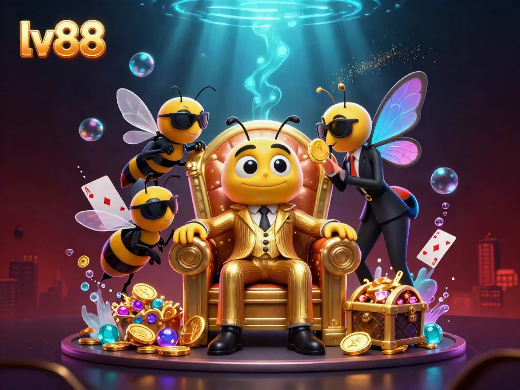 Experience the dynamic world of lv 88 with an energetic bumblebee mob boss surrounded by casino elements.