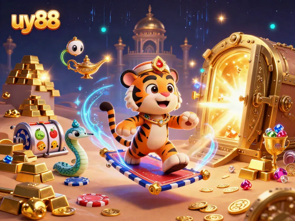 Spin to win with uy88's vibrant slots and rich treasure, capturing the magic of casino entertainment.