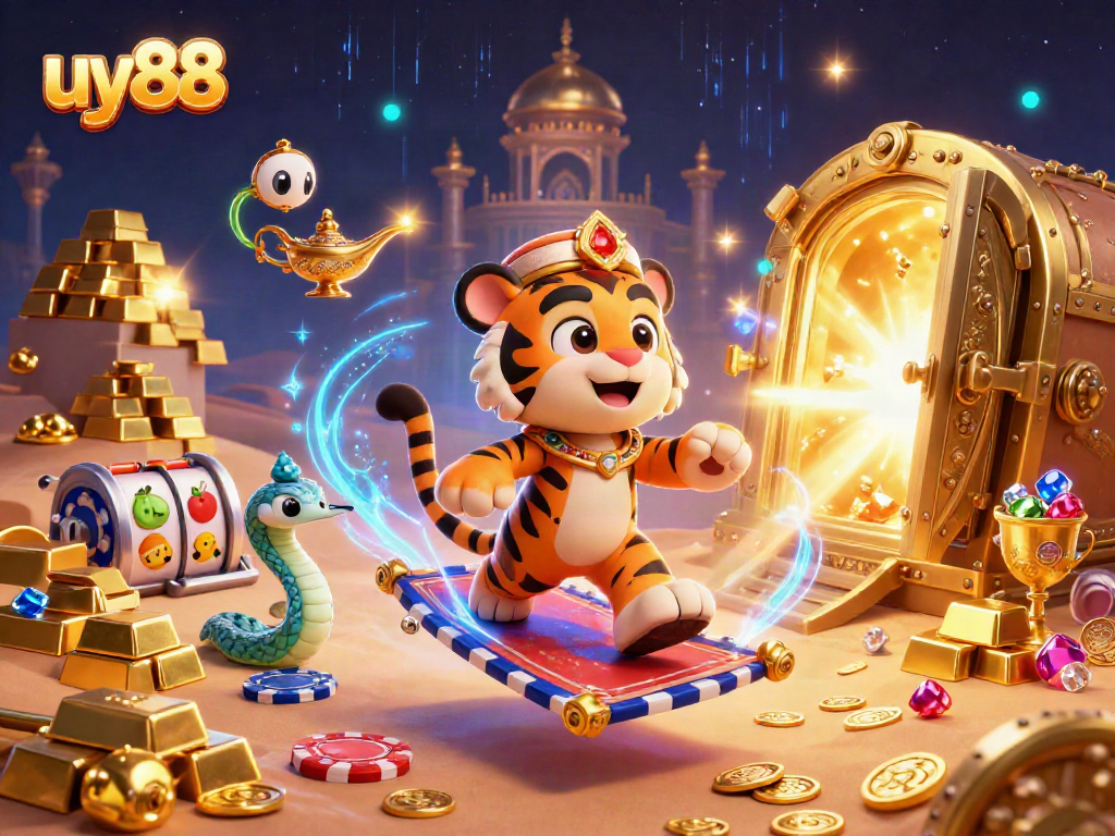 Spin to win with uy88's vibrant slots and rich treasure, capturing the magic of casino entertainment.