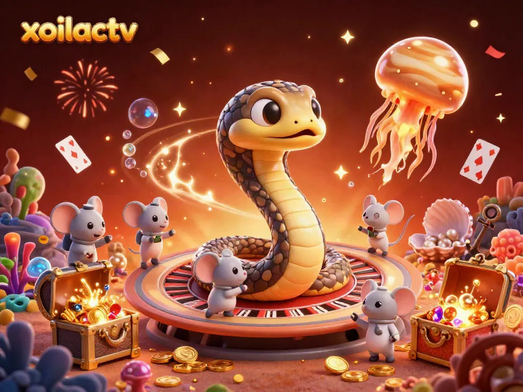 Experience the excitement of betting with xoilactv in this vibrant 3D casino scene.