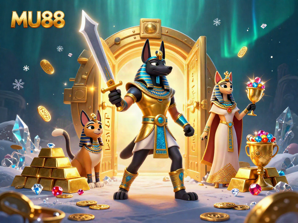 Engage in thrilling gameplay with MU88 featuring treasure-themed characters and casino elements.