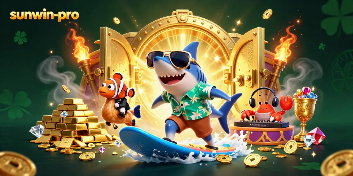 Experience the thrill of sunwin-pro in a vibrant, animated casino scene full of treasures.