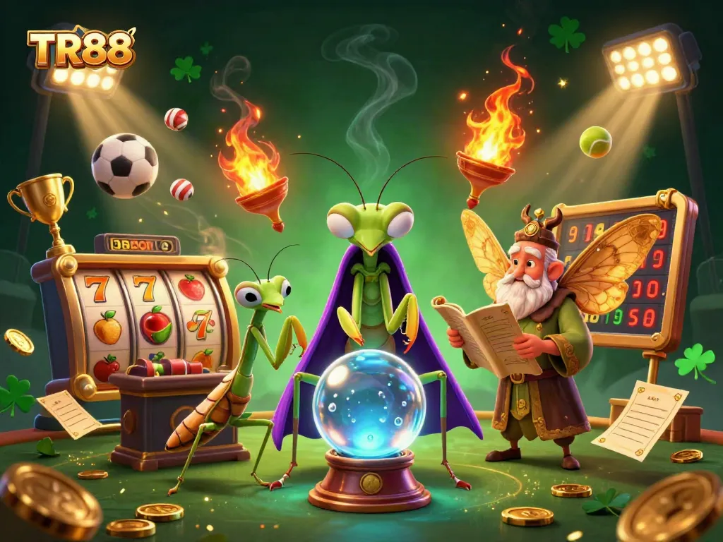 Spin the TR88 slots for thrilling wins with fortune tellers in an enchanting casino scene.