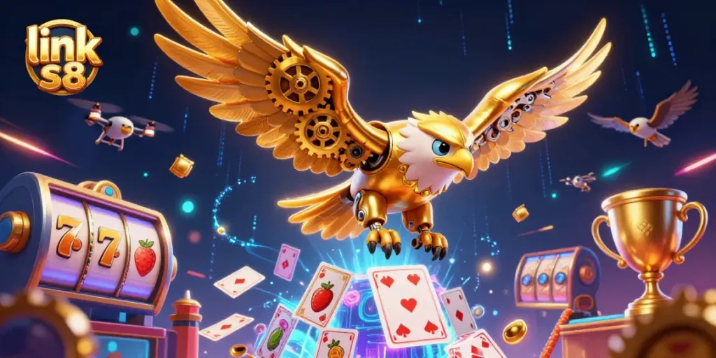 Engage with the excitement of slots featuring the link s8 iconic character amidst vibrant casino scenes.