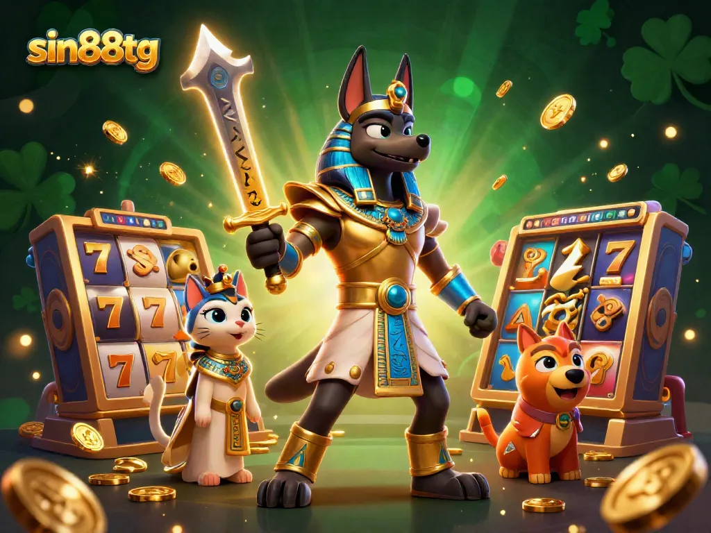 Experience thrilling games like slots at sin88tg with ancient Egyptian warriors and glowing elements for a vibrant casino feel.