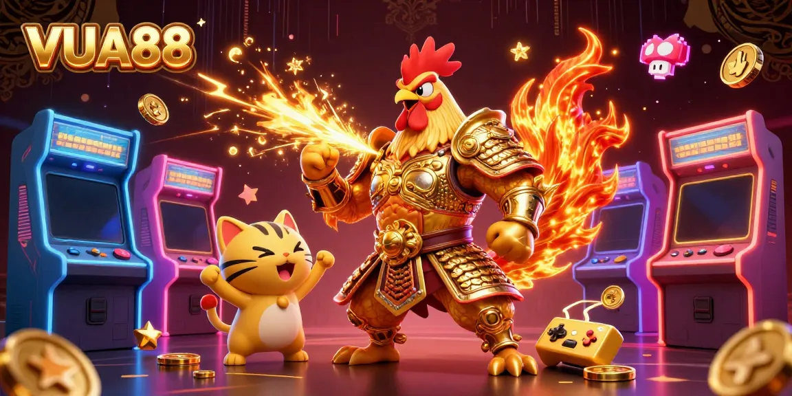 Engage in vibrant casino adventures at VUA88 with colorful 3D characters and gaming elements.