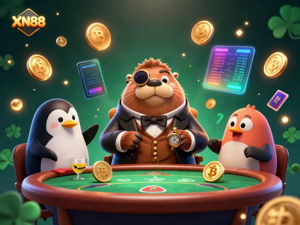 Experience thrilling poker action with XN88's engaging underwater scene featuring a walrus and friends.
