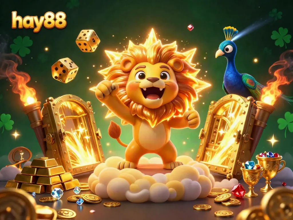 Experience the thrill of hay88 with a dynamic 3D casino illustration showcasing the excitement of winning.