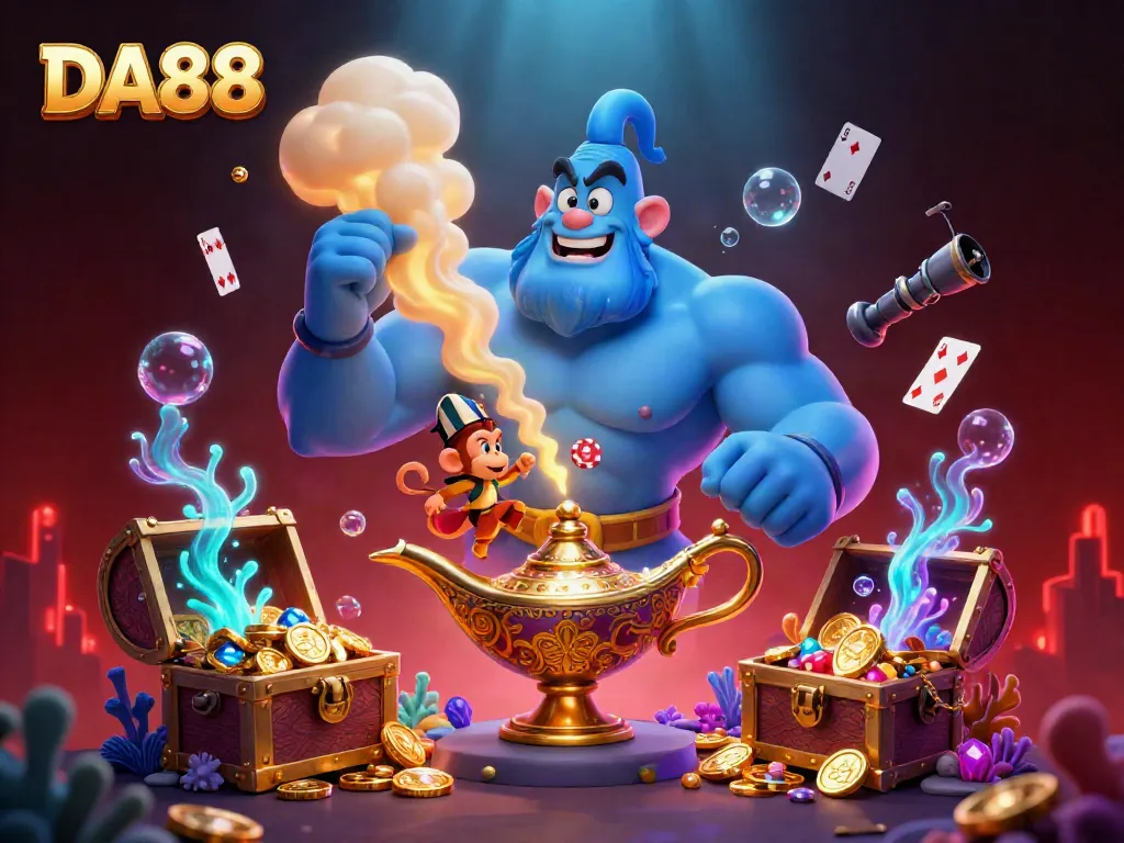 Experience the thrill of DA88 with vibrant casino elements in this enchanting underwater scene.