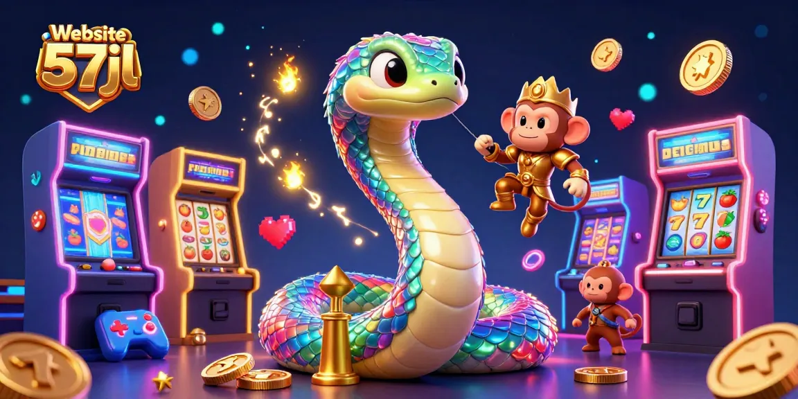 Experience the excitement of Website 57jl with vibrant slot game elements and a colorful 3D animation.