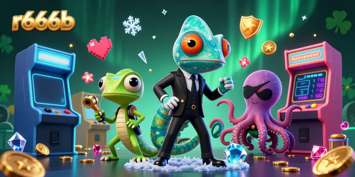 Engage with the vibrant r666b online casino experience through this dynamic 3D illustration.