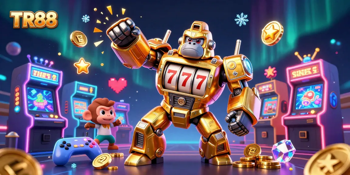 Experience exciting gameplay at TR88 with a dynamic 3D illustration depicting thrilling casino adventures.
