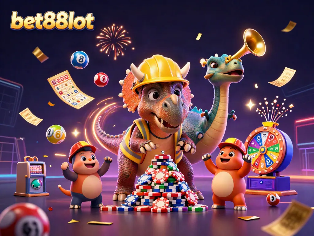 Experience exciting moments at bet88slot with vibrant casino elements and joyful cartoon characters in action.