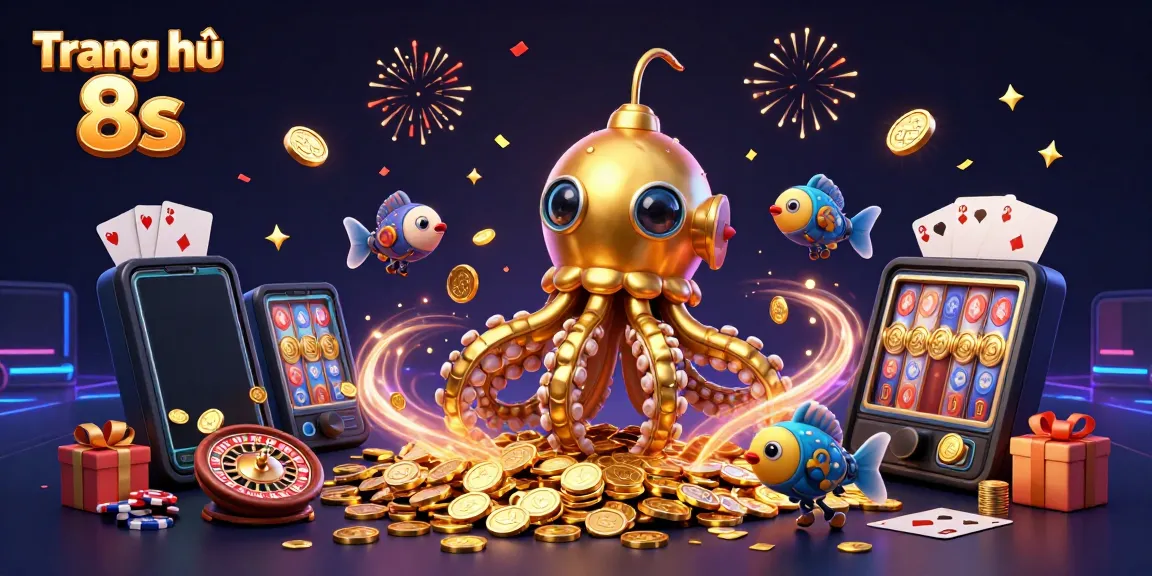 Experience the excitement at Trang chủ 8s with dazzling slots and golden rewards in this 3D casino scene.