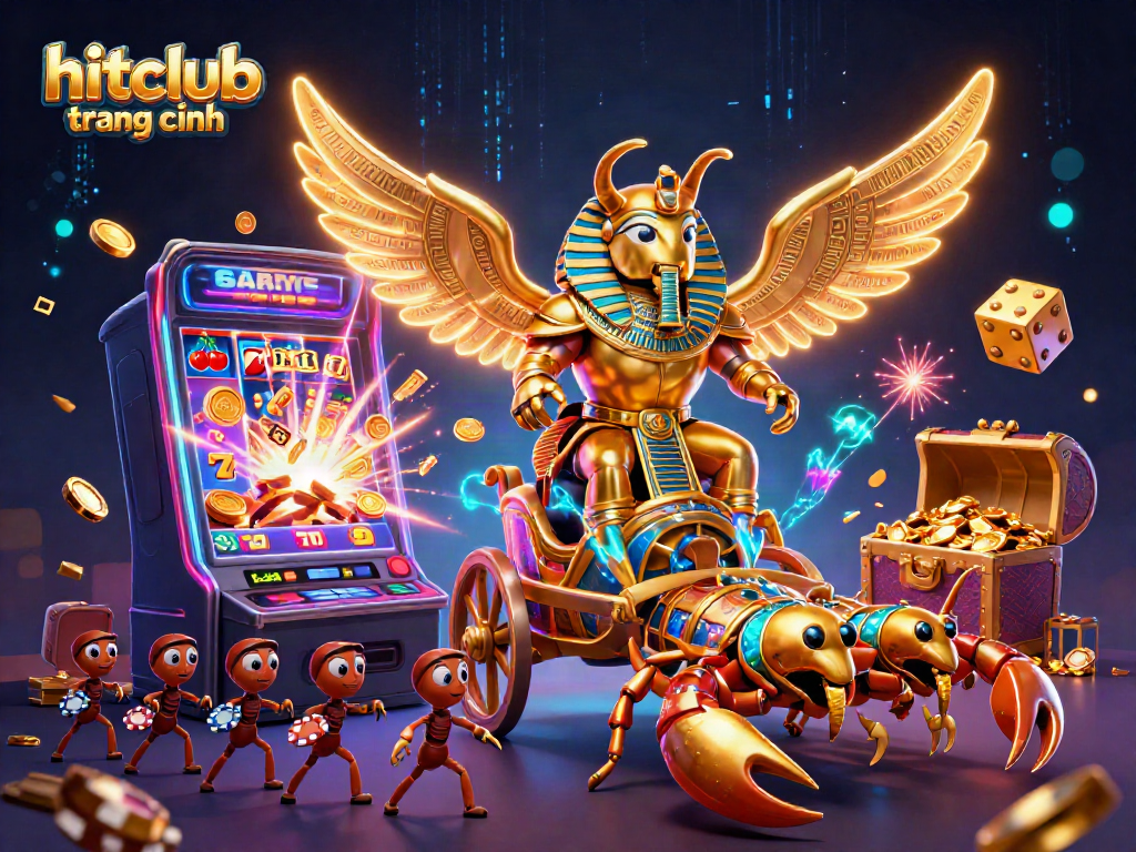 Experience the excitement of hitclub trang chính with a dynamic illustration of classic casino elements.
