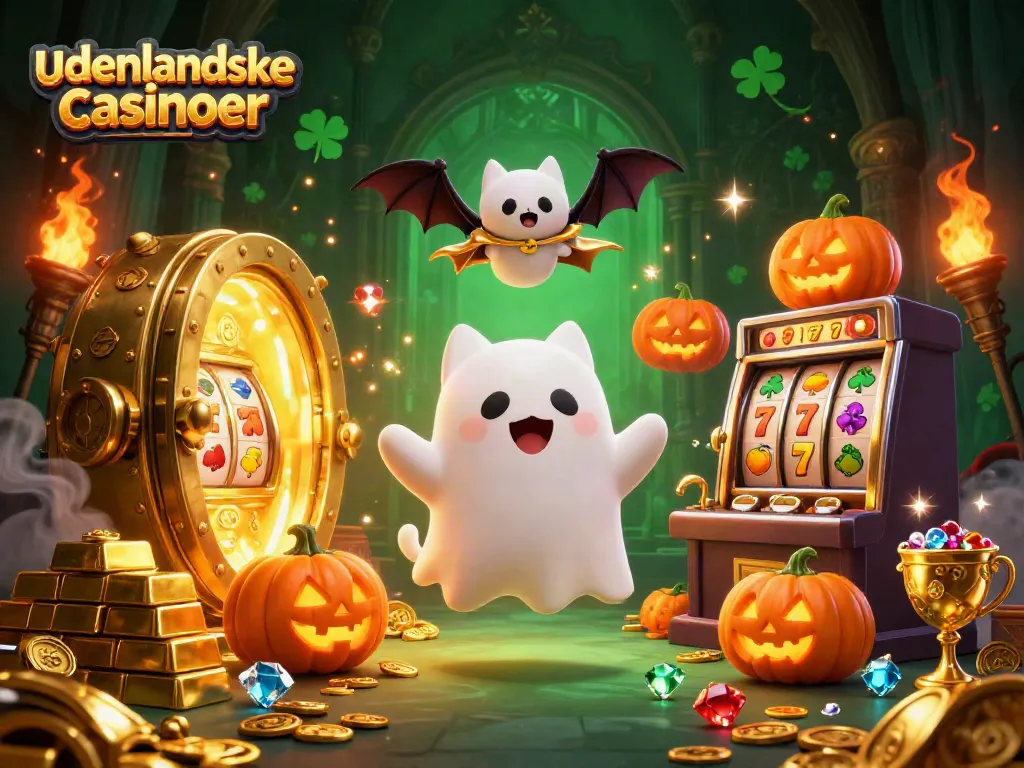 Experience gaming excitement at udenlandske casinoer with vibrant ghostly characters and treasure-filled settings.